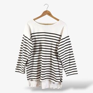 Le Minor Sailor Shirt Size 1 Brown White Striped Knit Hi Low Hem Nautical Preppy